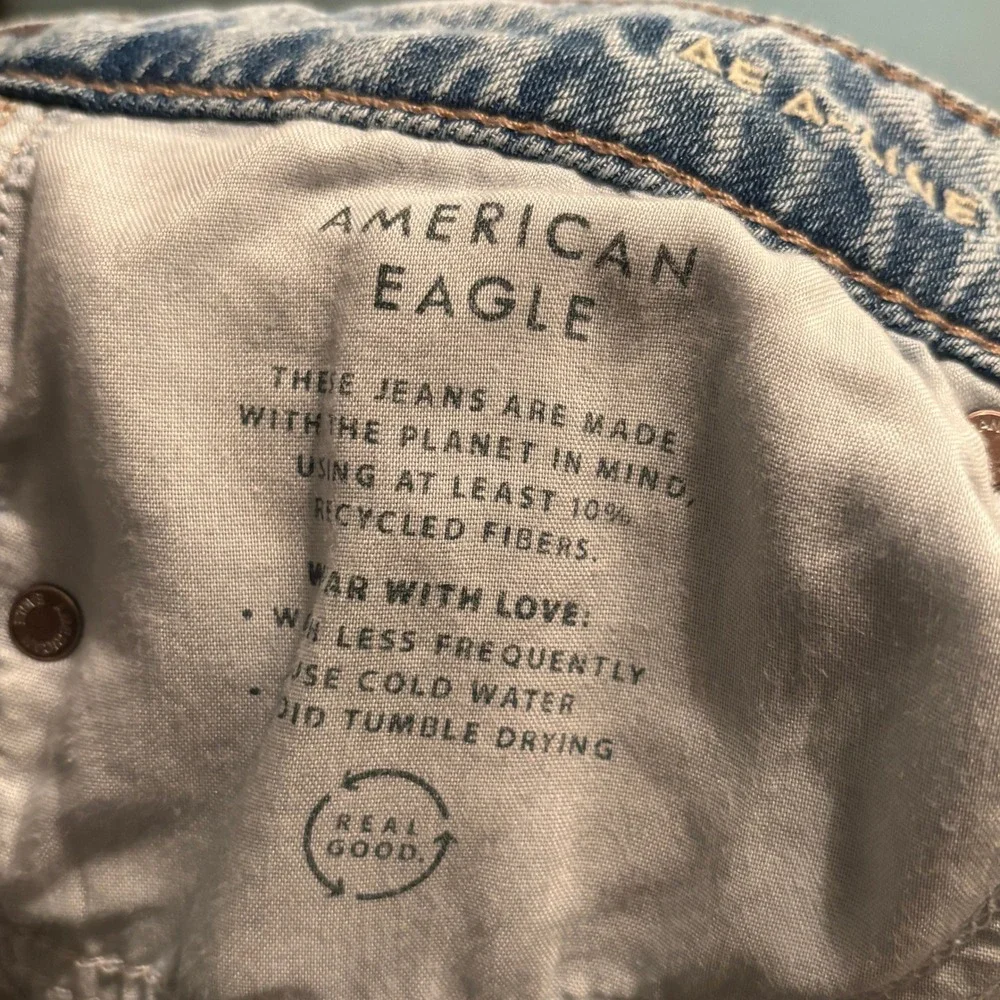 American Eagle Super Wide Leg Jeans Light Wash High Rise Sz 10 Reg Y2k Skater